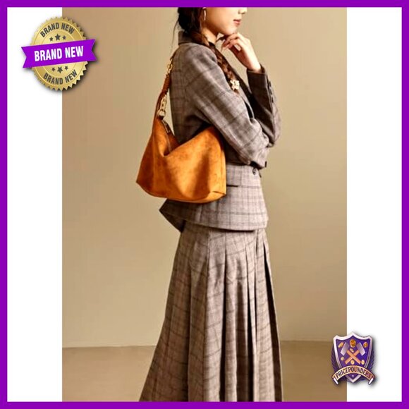 Faux Suede Hobo Shoulder Bag Adjustable Strap Crossbody Minimal Chic Versatile - Picture 2 of 7